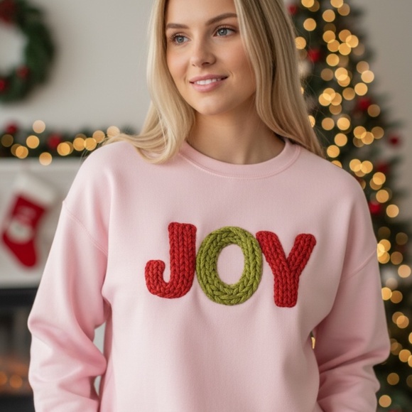 Joy Sweatshirt Faux Yarn simple but pretty Pink S M L XL XXL Soft realistic 3D - Picture 1 of 12